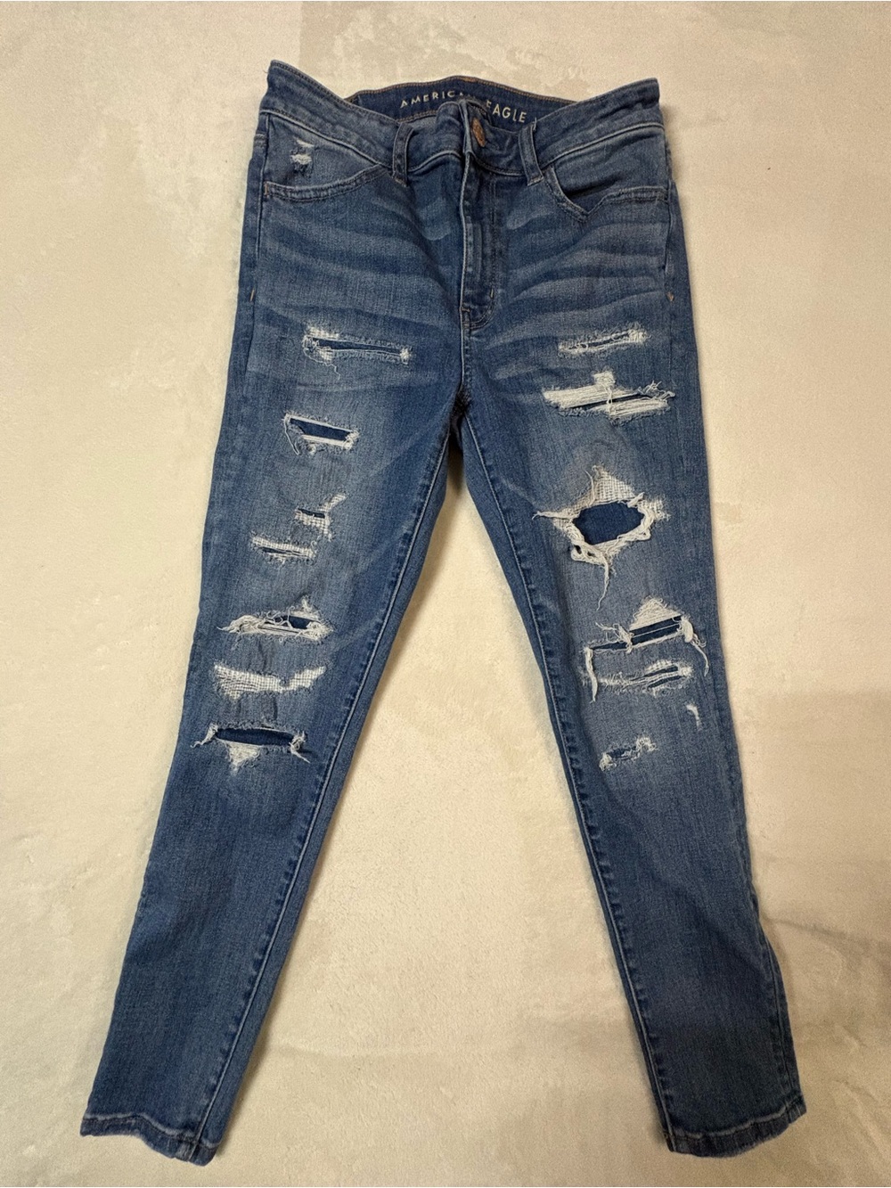 American Eagle Outfitters Women's Ripped Dark Blue Skinny Jeans